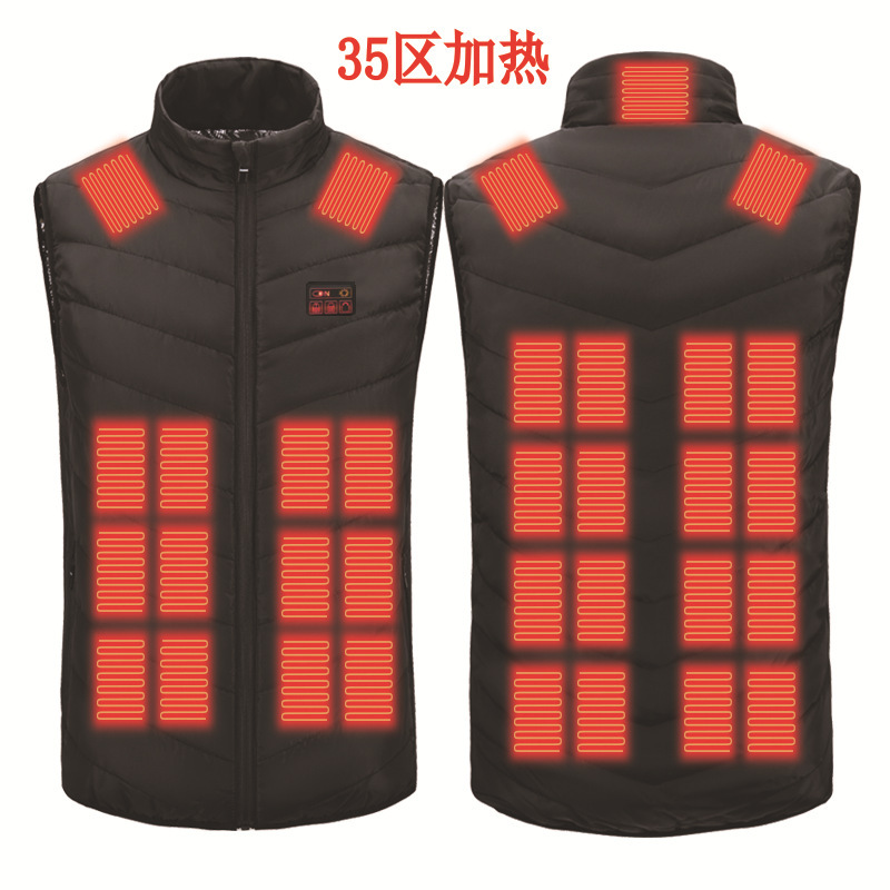 Cross-Border 35-Zone Smart Electric Heating Vest, Heated Vest for Men, USB Heating Vest, Heated Clothing, Large Size Jacket