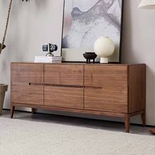 北美黑胡桃木电视柜实木视听柜客厅储物柜子靠墙整装边柜电视机柜