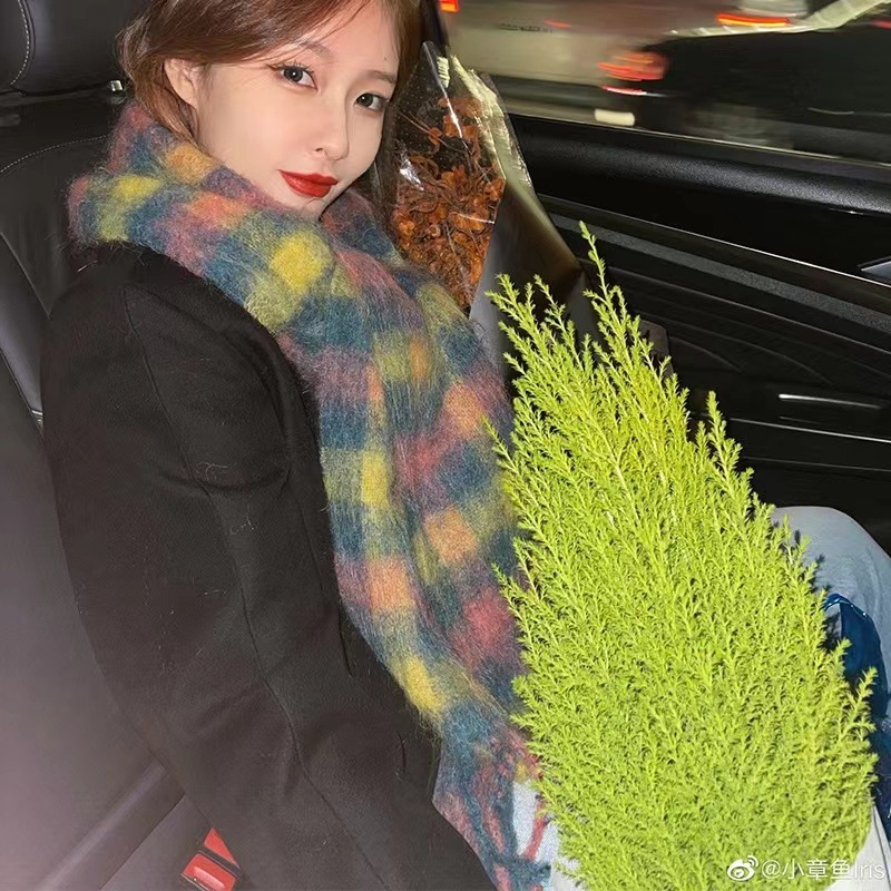 Estilo coreano contraste color pequeño color bufanda a cuadros mujer estudiante moda todo partido otoño e invierno cálido bufanda cómoda suave chal femenino