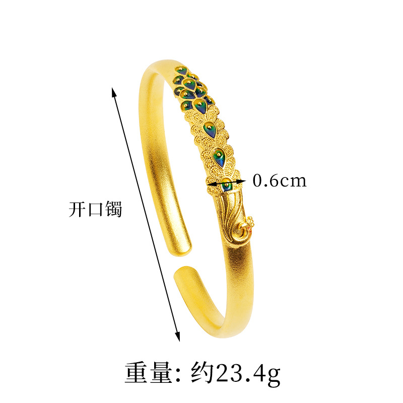 Vietnam Shajin Gufa esmalte azul Peacock brazalete abierto para mujeres étnicas no se desvanecerá el suministro de joyas versátiles