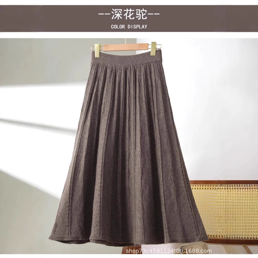 Средние длинные толстые и легкие текстуры простые, легкие, нежные, нежные, мягкие, сладкие и элегантные двухсторонние шерстяные плиссированные юбки
