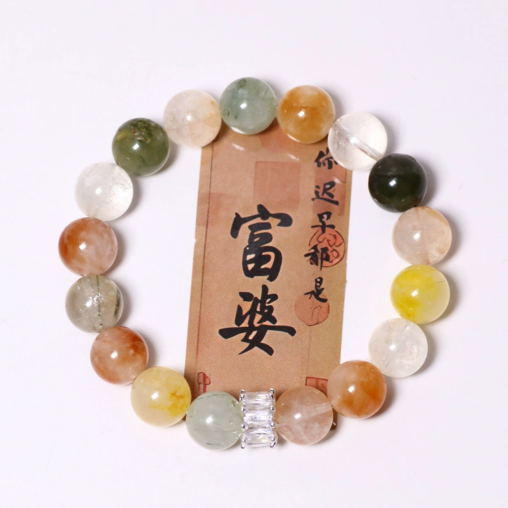 [Браслет из кроличьего меха] Натуральный красочный браслет из кроличьего меха с кристаллами Браслет с благословением для карьеры и любви