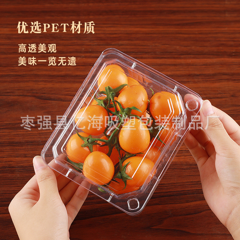 来图定制一次性水果盒塑料包装一斤装保鲜透明草莓果捞蔬菜打包盒