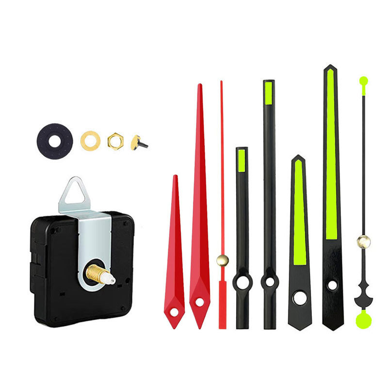 Set completo de movimiento de reloj nuevo modelo, venta caliente transfronterizo, silencioso y fluorescente luminoso, aguja de reloj metálica, para reloj de pared DIY