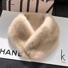 水貂毛围脖韩国秋冬新款保暖双面毛绒磁扣围巾护颈貂皮围领女