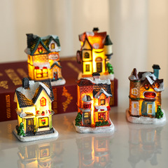 Cross-border new Christmas glowing small house home window decoration Christmas decoration resin small house small gift