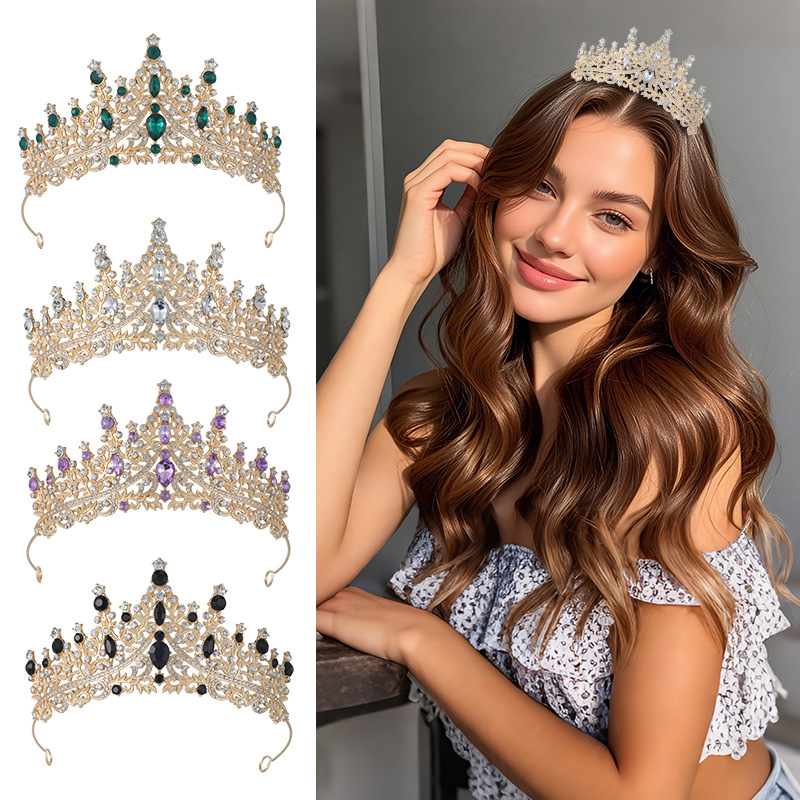 Bridal tocado de novia atmósfera transfronteriza vestido de boda joyas de cabello diosa de 18 años de edad bar mitzvah princesa corona de fiesta de cumpleaños