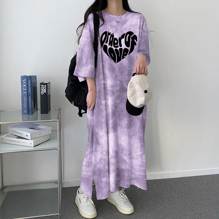 スーツ Tシャツスカート女性の 2024 新作夏人気カジュアルドレス絞り染め韓国ルーズ痩身レタークロスボーダー|undefined