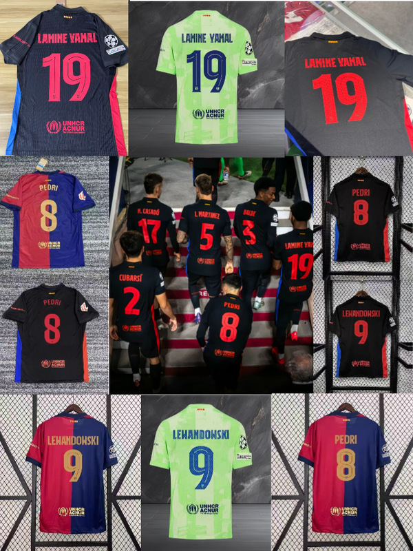 2425 バルセロナ ホーム ジャージ No. 19 ヤマール サッカー ジャージ No. 8 ペドリ 6 ガビ No. 9 レヴァーン プリント|undefined