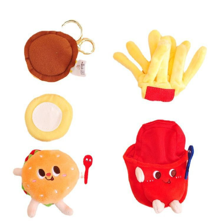 Insポテトハンバーガーかわいいぬいぐるみストラップ学生カップル人形ストラップクリエイティブ新キーホルダー.|undefined