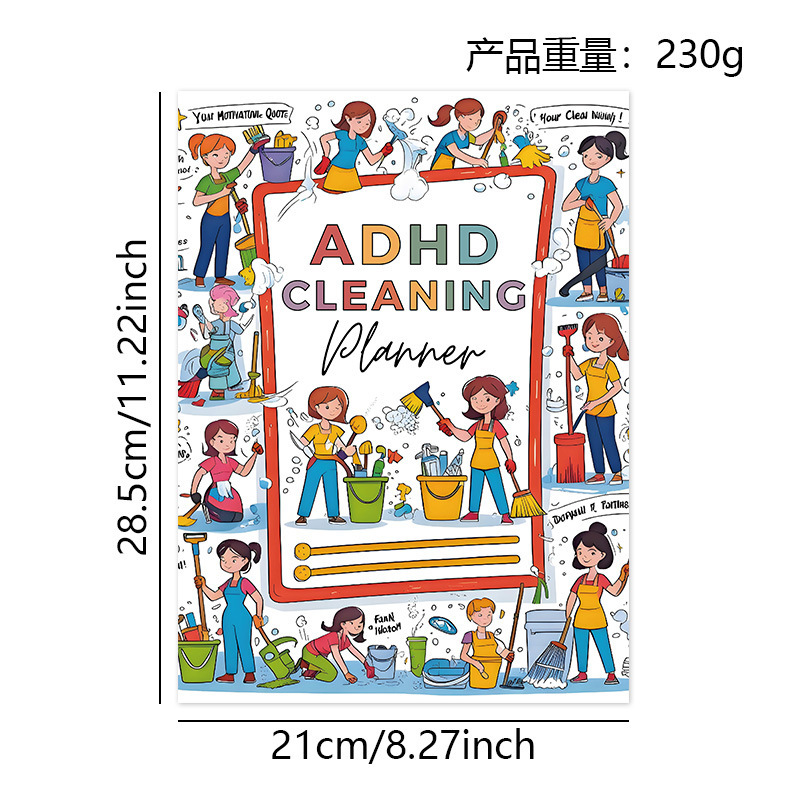 跨境新品 ADHD CLEANING 家庭清洁时间表 年度清洁清单胶装本现货|undefined