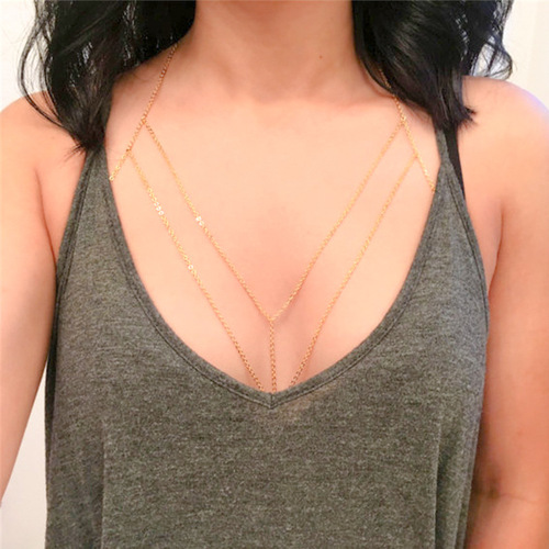 Chain jewelry European and American foreign trade hot-selling jewelry sexy simple cross body chain one-piece chain factory direct sales wholesale