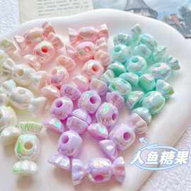 奶油实色UV镀彩糖果直孔串珠 手绘底珠diy手机链钥匙扣散珠配件
