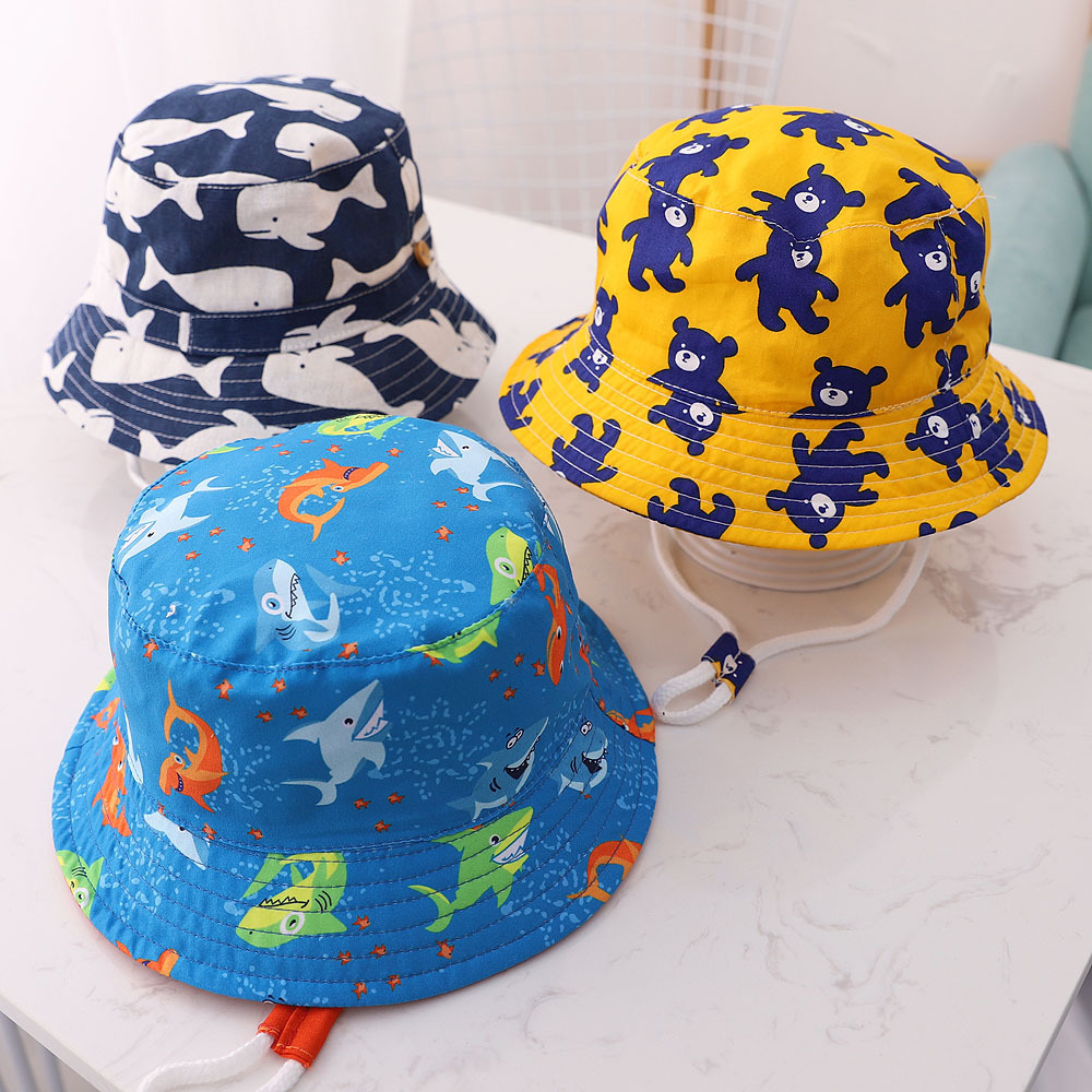 Unisex Cotton Baby Bucket Hat Spring Summer Animal Pattern_voghion.com
