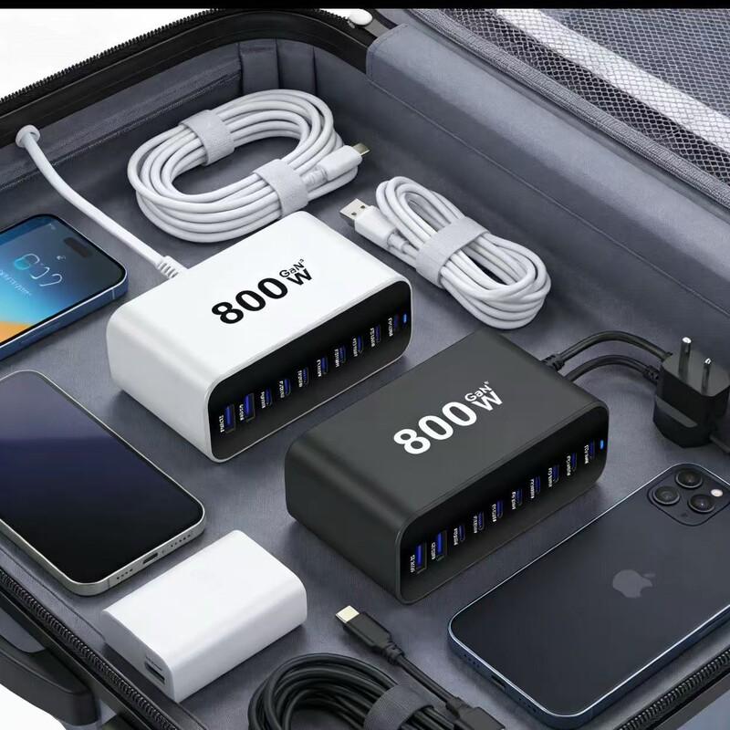 In-Stock Cross-Border New Model 800W Desktop Charger Pd140W Gallium Nitride Certified Ce Fast Charging Desktop Charging Station