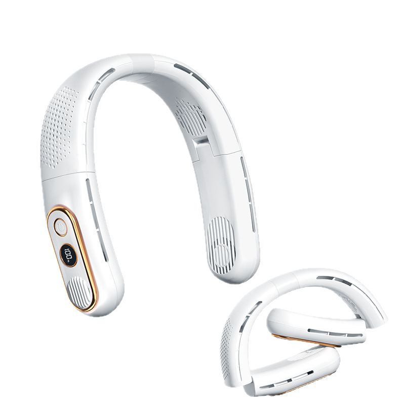 Nuevo modelo 2026 de ventilador portátil de cuello plegable con carga USB y pantalla digital, mini ventilador de mano para exteriores