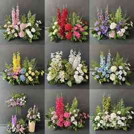 莫奈花园森系婚礼装饰排花婚庆多巴胺地排花T台橱窗装饰美陈花艺