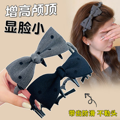 法式气质波点蝴蝶结发箍女款时尚高颅顶带齿头箍洗脸防滑发卡发饰