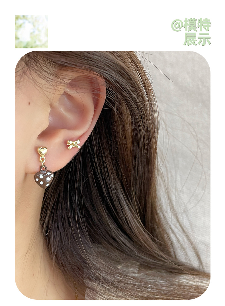All Seasons Season 1 Set Casual Elegant Sweet Heart Shape Bow Knot Enamel Alloy Ear Studs