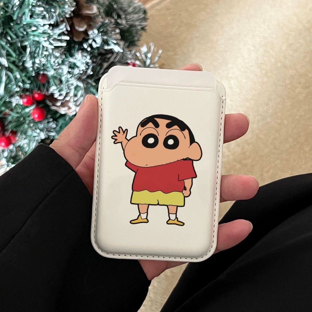 Korean Ins Crayon Shin-Chan Suitable for Magnetic Mobile Phone Case Magsafe Card Holder Simple Bus Card Trendy Meal Card Holder