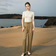 一手货源【佳人苑】品牌专柜撤柜！系带高腰简约显瘦休闲裤女25夏