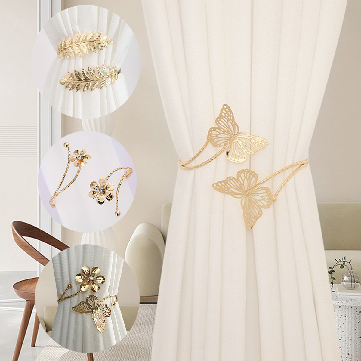 Ajustable de metal dos cortinas de flores correa de cortinas de flores botón de cortinas para decoración doméstica especial cortinas de cortinas al por mayor
