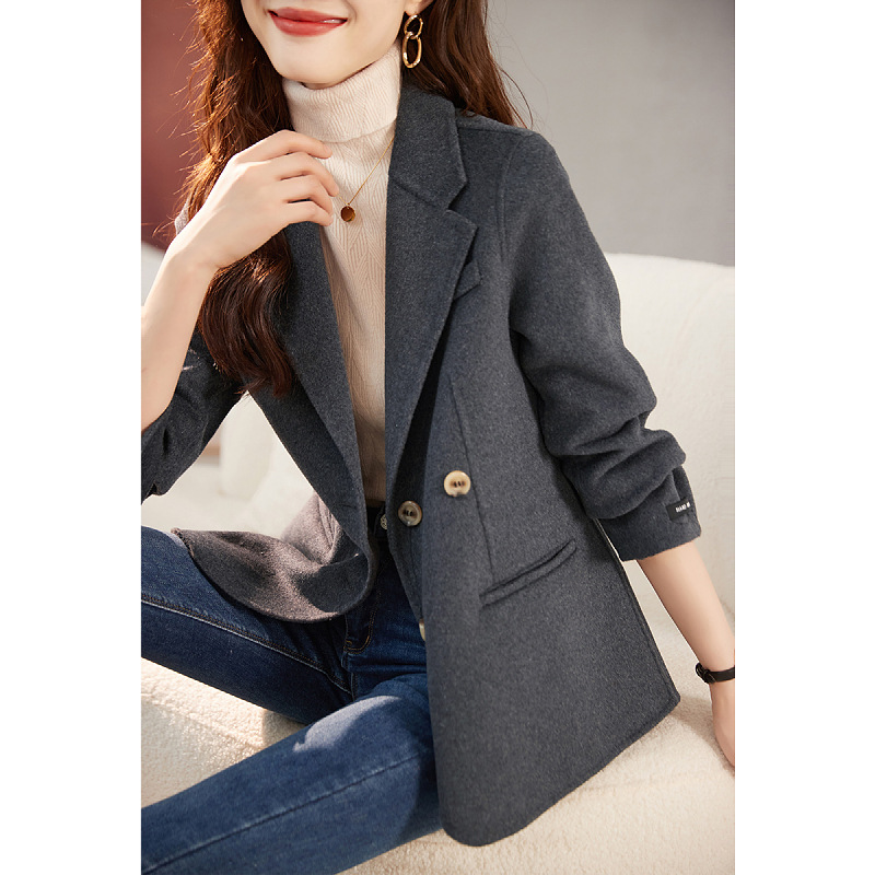 Casual Woolen Suit Jacket for Women 2025 Winter New Versatile Fashionable Women's Single-Breasted Suit Collar Coat for Women