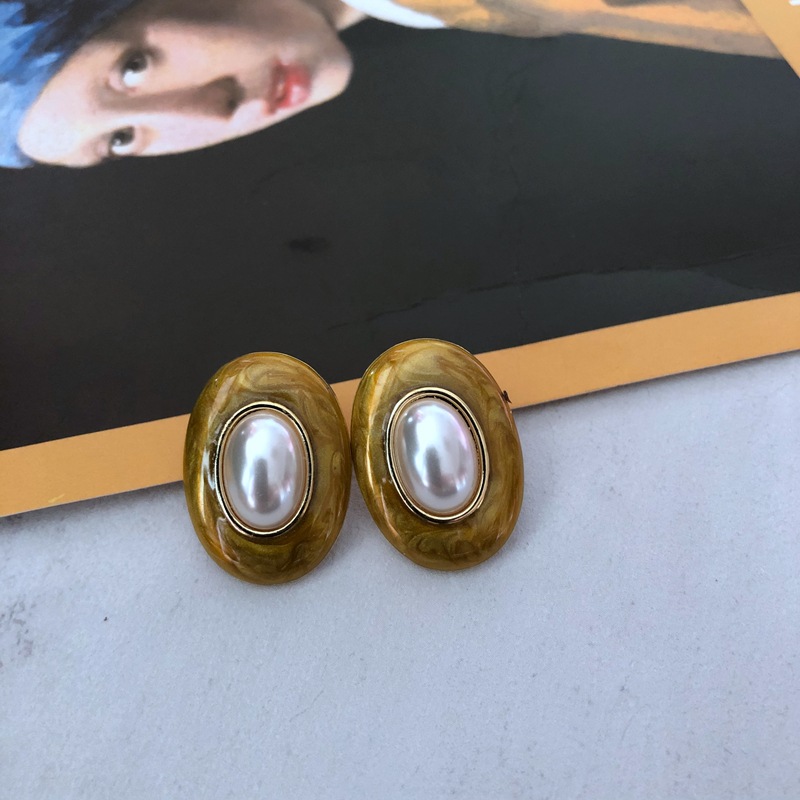 Pendientes De Aguja De Plata 925 Con Esmalte Amarillo display picture 4