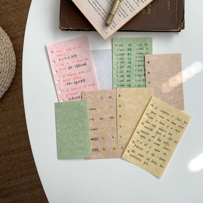 M5A7A6per A6slim inner page 110g parchment paper 10 color mixed loose-leaf core special paper M5A7A6per A6slim inner page 110g parchment paper 10 color mixed loose-leaf core special paper