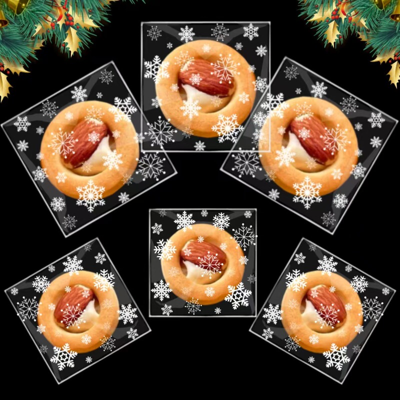 クリスマススノーフレークジップロックバッグキャンディバッグ粘着バッグベーキング包装クッキースノーフレークビスケットOPPバッグ卸売|undefined
