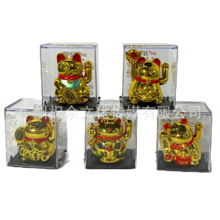 2 inch gold plastic solar lucky cat office desktop ornaments DIY ornaments