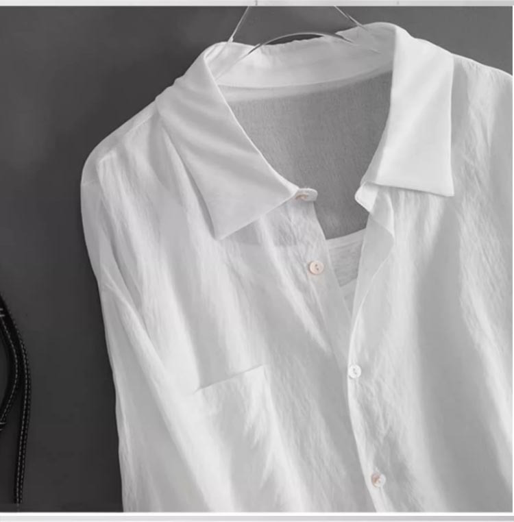 Áo sơ mi chống nắng mỏng mùa hè kiểu Pháp dành cho nữ chất Tencel voan — Màu hồng, Màu trắng, Màu xanh lá chi tiết 6