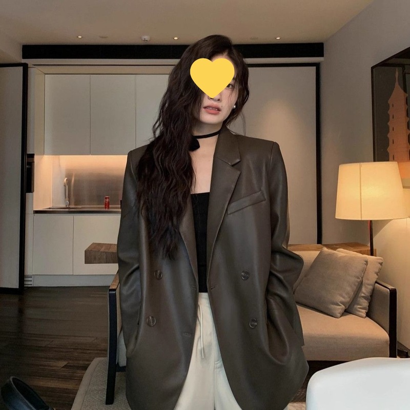高档西装皮衣女2025秋季新款宽松高级感百搭洋气简约皮外套上衣潮|undefined