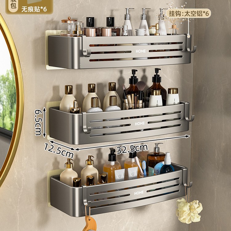 Estante Esquinero Triangulada de Baño de Aleación de Aluminio, Sin Perforación