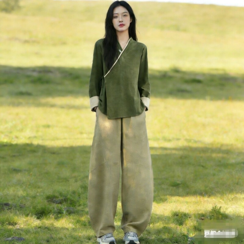 Tang suit, Hanfu, Chinese-style cotton and linen tea dress, open-front cardigan, new Chinese-style modernized Hanfu, Tai Chi practice attire, Zen-inspired style
