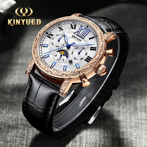 KINYUED hollow tourbillon fully automatic mechanical watch big-name style men's watch live mechanical watch for men