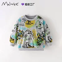Осенние и зимние толстовки для мальчиков malwee, стильные рубашки с круглым вырезом, повседневные детские топы с длинными рукавами в европейском и американском стиле.