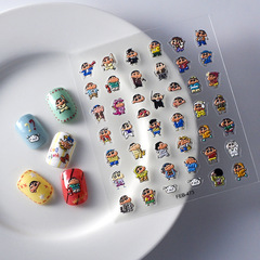 小紅書浮雕5D美甲貼紙日系動漫小男孩卡通裝飾筆桿貼紙指甲貼