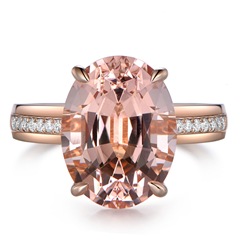 Best-selling simple imitation diamond natural Morganite ring, stylish and popular 18K gold orange pink diamond gemstone ring