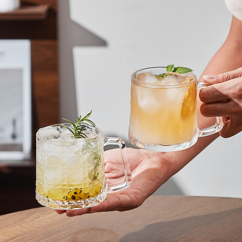 ins带把手玻璃杯茶水杯家用创意带把手高颜值透明冰咖啡杯马克杯|undefined