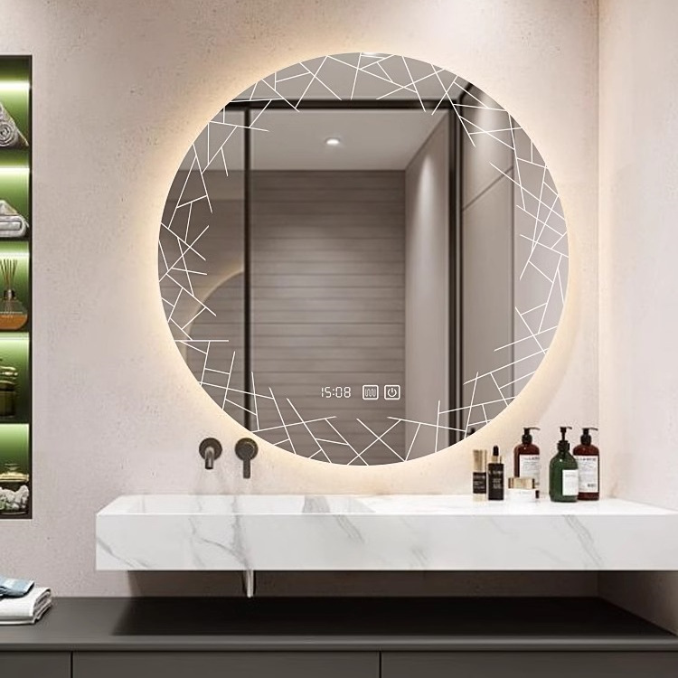 Espejo inteligente redondo creativo pantalla táctil espejo de baño baño pared led espejo de maquillaje luminoso