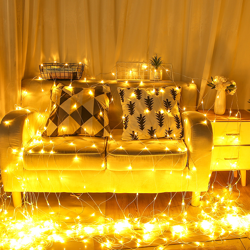 led灯串大量批发渔网灯户外防水圣诞节装饰串串灯彩灯串批发串灯