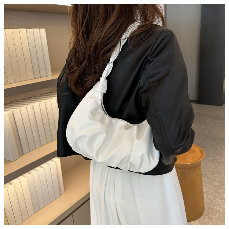 Cloud pleated single shoulder underarm bag with texture for women's 2024 new trendy internet celebrity handbag_senzul.com