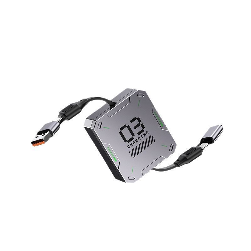 メカ伸縮式データケーブル 65W急速充電 2in1充電器 Apple iPhone15/16対応 65W急速充電|undefined