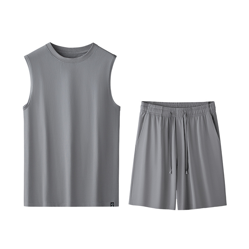 [Algodón suave de agua] Nuevos pantalones cortos de chaleco de algodón para hombre Nuevo traje de camiseta sin mangas para deportes