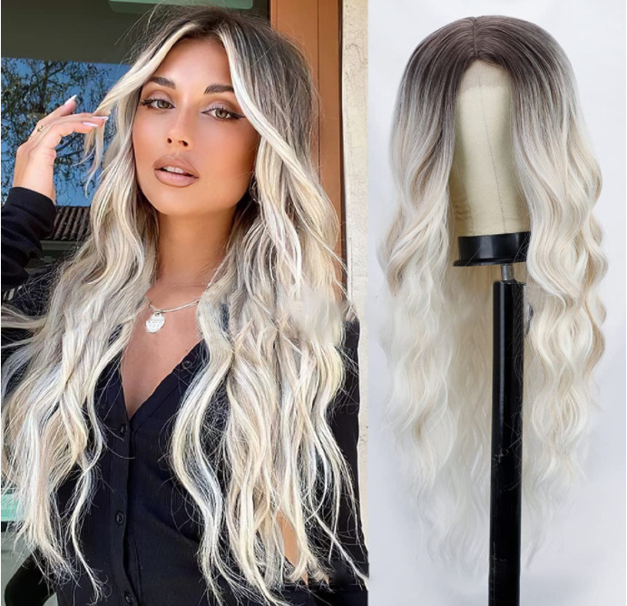 Nueva peluca europea y americana de las mujeres de pelo rizado ondulado cubierta de la cabeza de la peluca múltiples tamaños de las mujeres de color opcional Pelo Rizado largo image 15