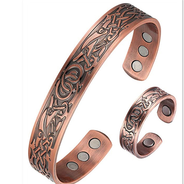 Retro copper magnetic bracelet natural stone