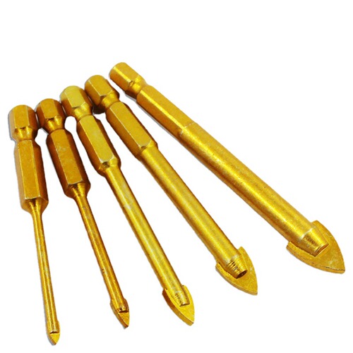 Triangular drill glass tile concrete drill bit hexagonal handle cross electric hand drill hole opener alloy drill