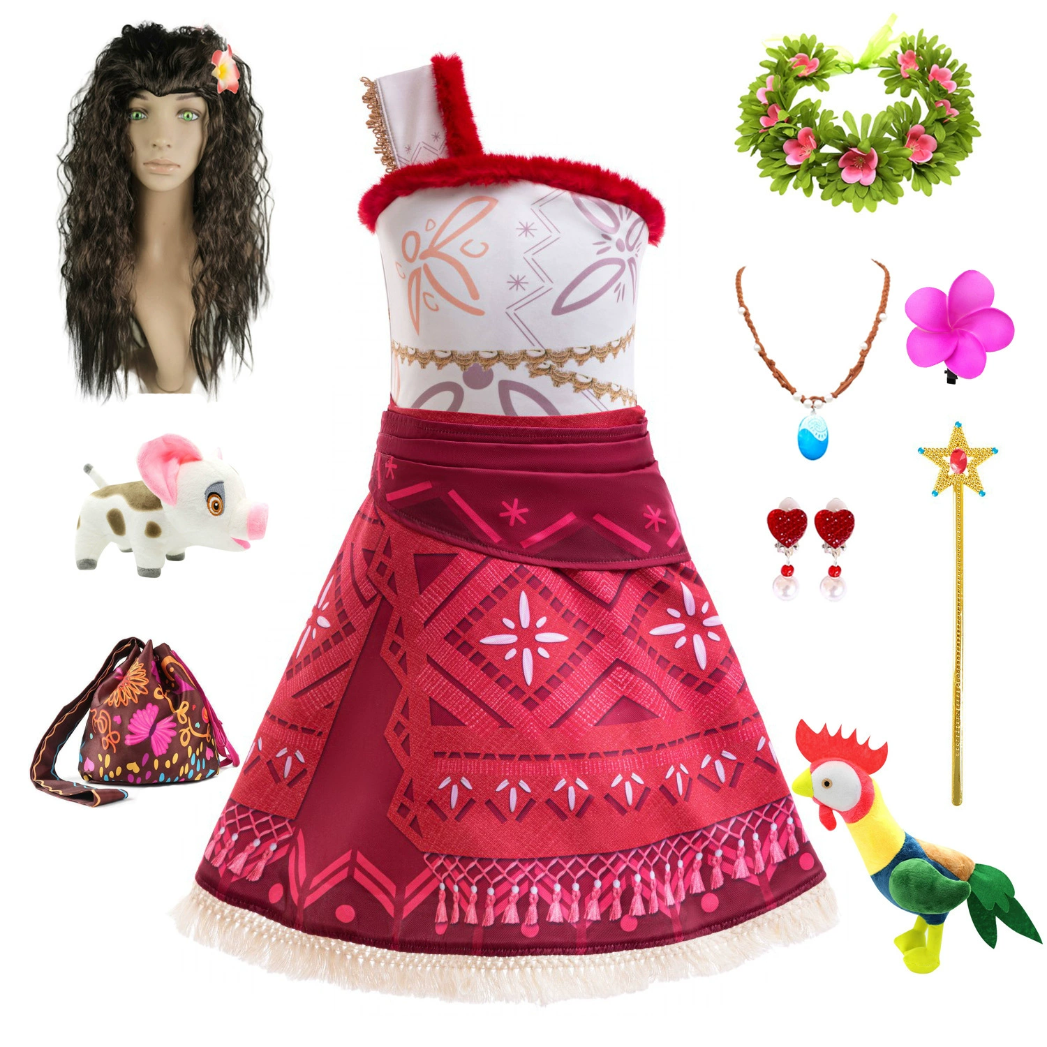 Трансграничная внешняя торговля Морские чудеса moana Moana красный костюм для девочек платье костюм для сцены NN08