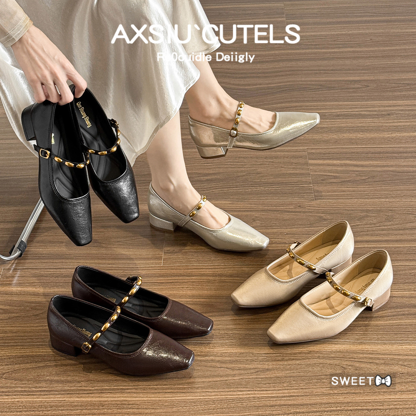 Retro Shallow-Mouth Mary Jane Women's Shoes 2025 New Summer Style Chunky High Heels Square-Toed Chanel-Style Shoes to Match with Skirts